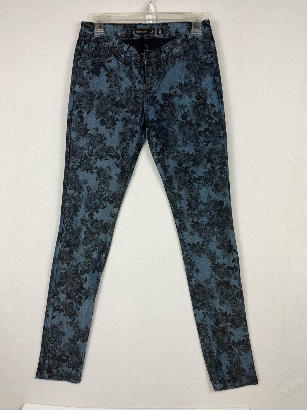 Women’s Y2K Floral Print Skinny Jeans - Blue/Black SIZE 5